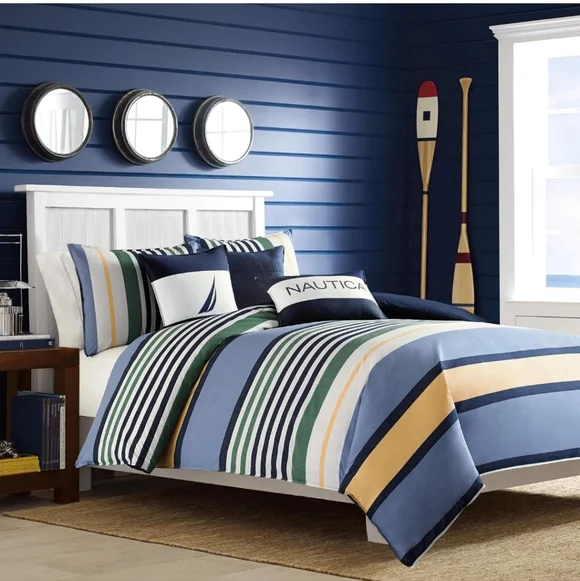 Nautica - Queen Comforter Set, Reversible Cotton Bedding with Matching Shams