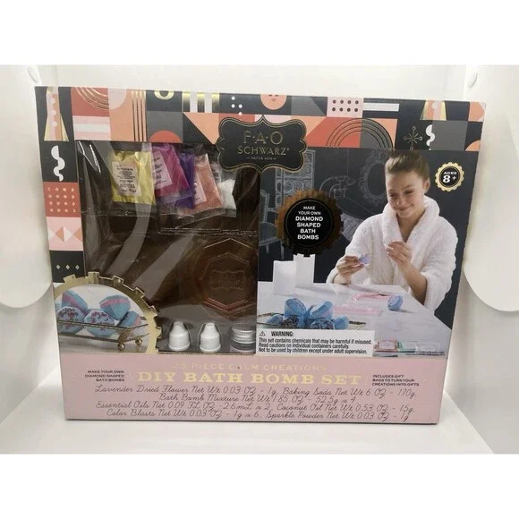 FAO Schwarz 25 Piece Calm Creations DIY Spa-Ready Bath Bomb Set for Kids New NIB