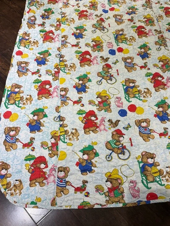 Vintage Teddy Bear Bed Spread Blanket
