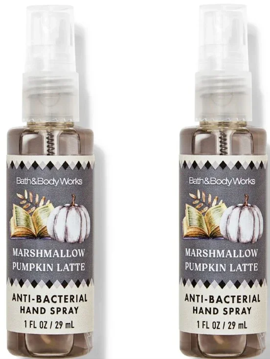 Bath & Body Works Marshmallow Pumpkin Latte Anti-Bacterial Hand Spray Set of 2