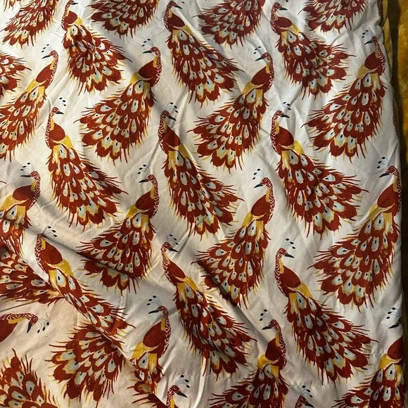 Opalhouse Red and Yellow Peacock Print Cotton Comforter Cover