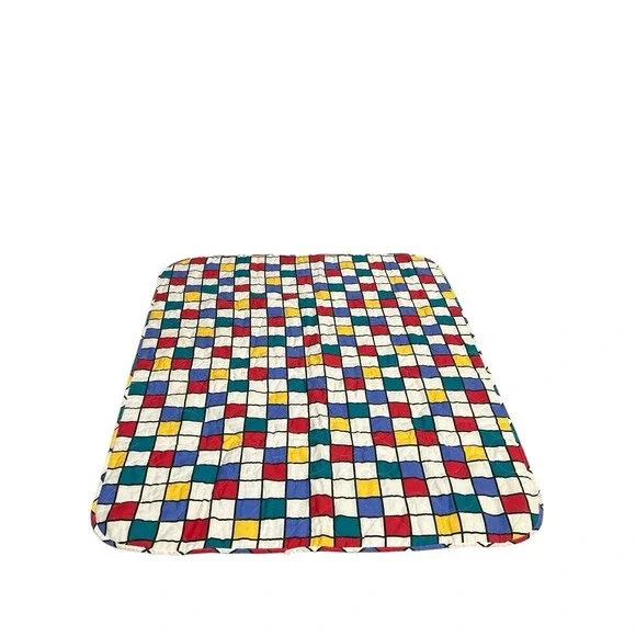 VTG 80's Checkered Colorful‎ Kids Toddler Comforter