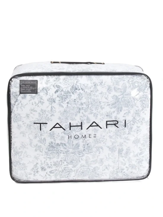 Tahari‎ Home Floral Comforter Set - White & Light Gray