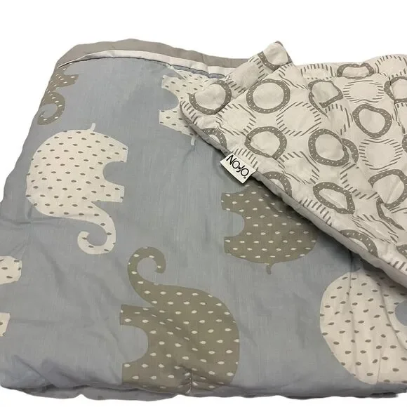 NoJo Dreamer Collection Elephant Blue Grey Crib Bedding Comforter Quilt Blanket