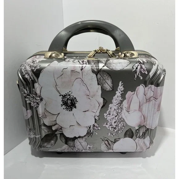 TRIFORCE Elite Silver Floral Hard Beauty Travel Case *No strap*