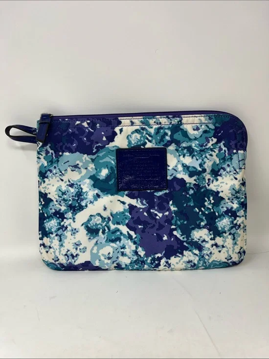 COACH NYLON WEEKENDER ZIPPER POUCH WATERCOLOR BLUE REPLACEMENT SNAP ON