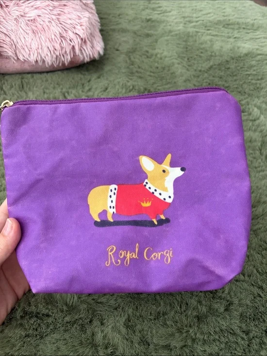 Purple 'Royal Corgi' Zip Pouch