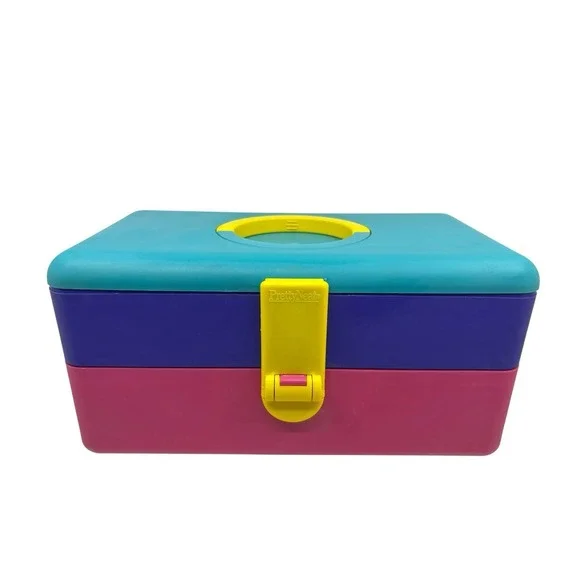 VINTAGE Starplast Cosmetic Organizer Case 80s-90s Makeup  Box w /Mirror Caboodle