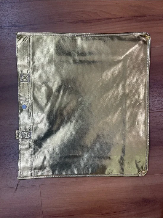 Gold Metallic Fold-Over Cosmetic Clutch