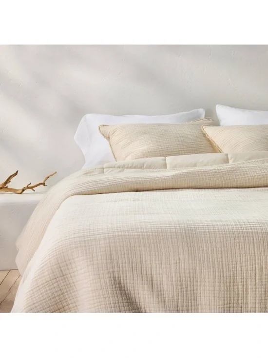 Casaluna King / Cal King Chambray 100% Cotton Comforter Set, Natural