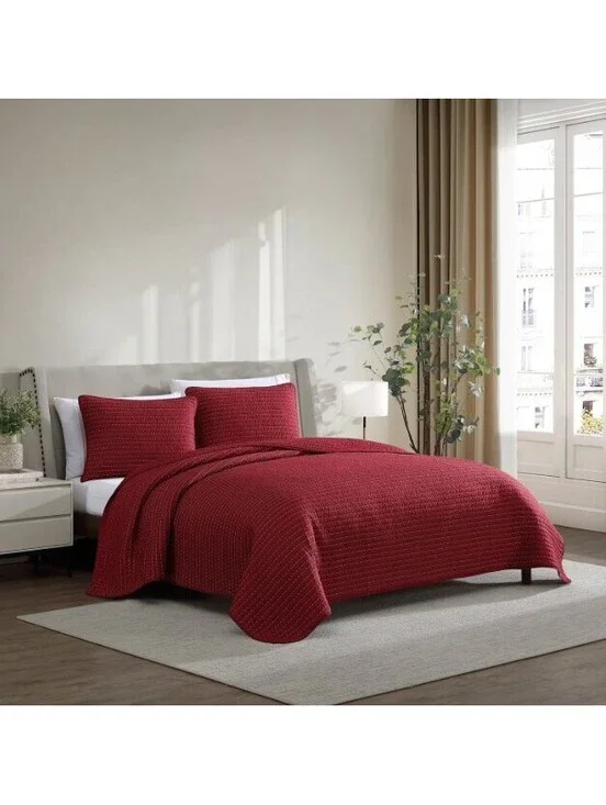 Lenox 3-Piece Quilt Set in Red KING size