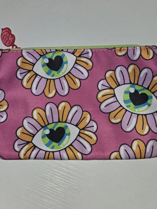 IPSY Pink Eye-Flower Zipper Pouch - Cosmetics Bag