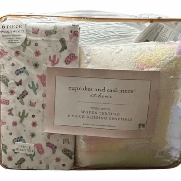 Cupcakes and Cashmere Blue  Comforter Set with Sequin Pillow and Western Theme