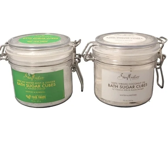 Set Of 2 Shea Moisture‎ Mint & Ginger Coconut Oil Bath Sugar Cubes