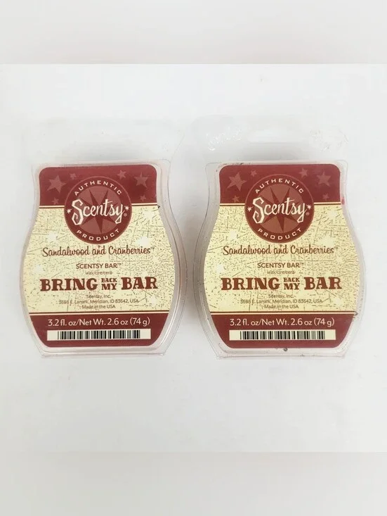 Scentsy Sandalwood & Cranberries Wax Bar Pack - Red and Cream Labels