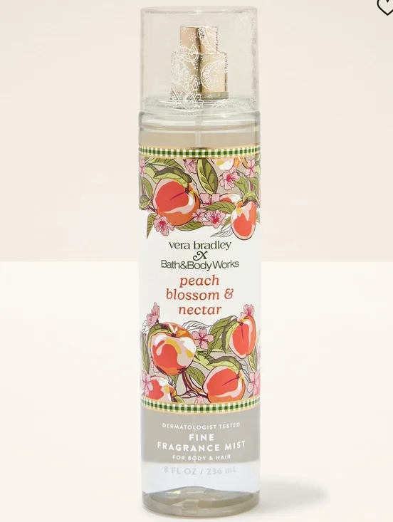 Bath Body Works Vera Bradley Peach Blossom & Nectar Fine Fragrance Mist 8oz NEW
