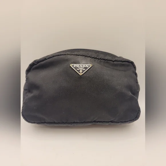 Vintage Prada Black Nylon Cosmetic Pouch Case Clutch