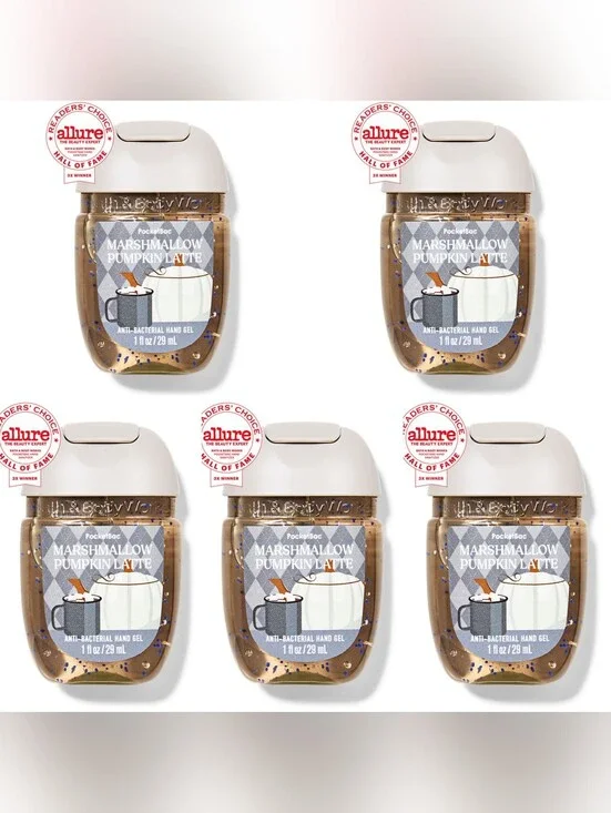 Bath Body Works Marshmallow Pumpkin Latte PocketBac Hand Gel Sanitizer Set of 5