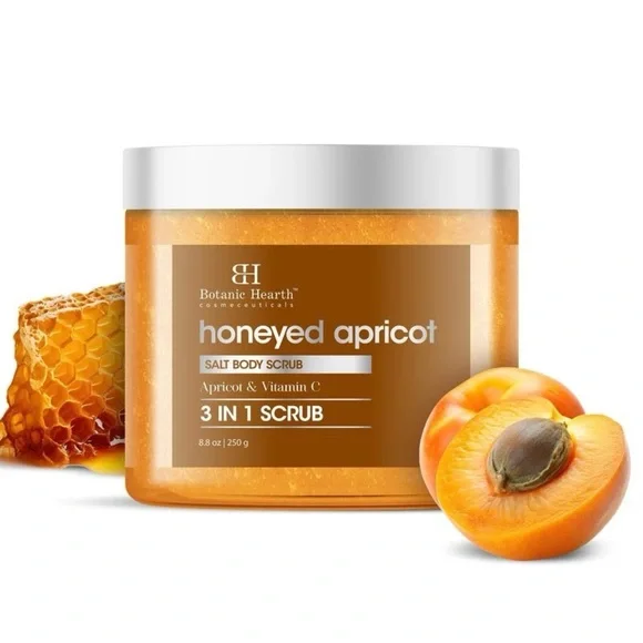 Botanic Hearth Honeyed Apricot Salt Body 3 In 1 Scrub 8.8 Oz Vit C Hydrated Skin