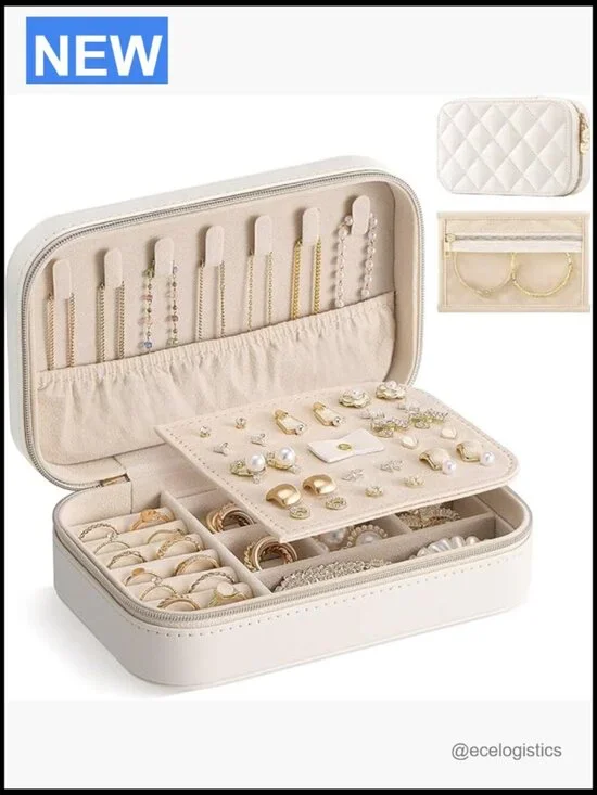 Travel Jewelry Case Organizer with Clear Storage Bag for Necklace Earring Ring