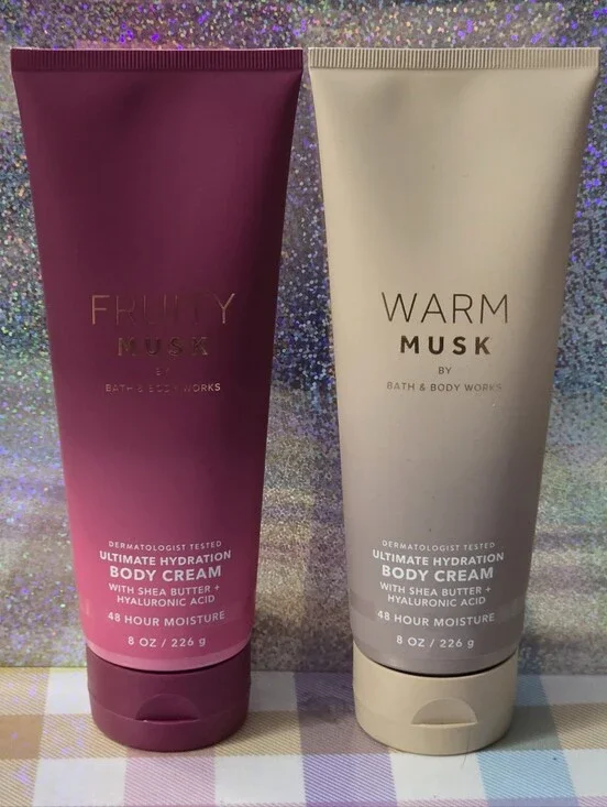 Bath & Body Works Fruity Musk & Warm Musk Body Cream Set NEW RARE