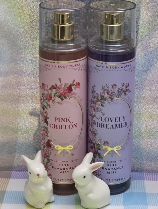 Bath & Body Works Pink Chiffon & Lovely Dreamer Fine Fragrance Mist Set NEW Rare