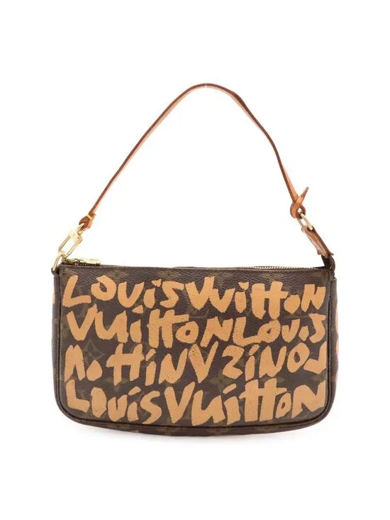 Louis Vuitton Monogram Graffiti Pochette Accessoires Pouch Handbag Peach