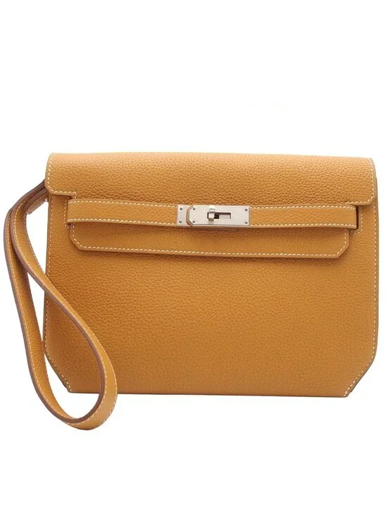 Hermes Kelly Depeches 25 Natural Sable Silver Togo Second Bag