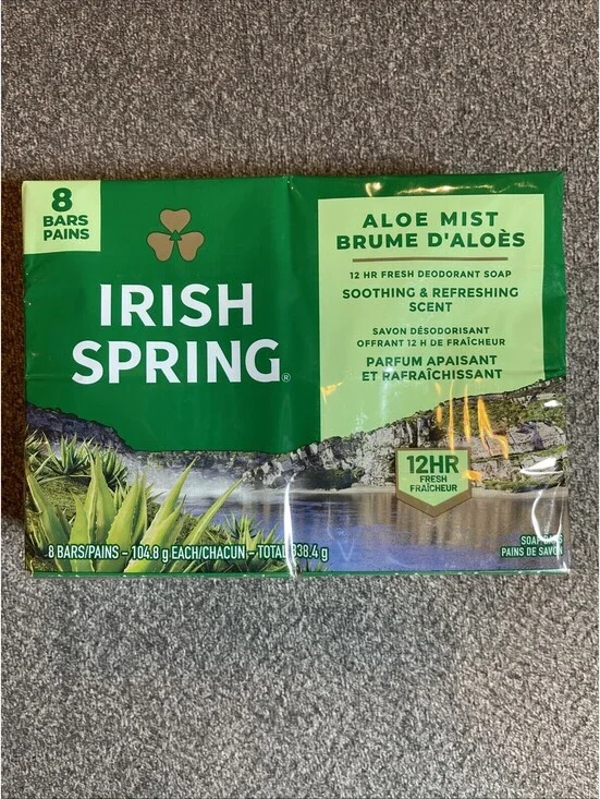 Irish Spring Bar Soap 8 PACK ALOE MIST Deodorant Soap 3.7 oz