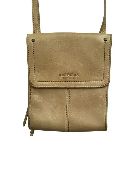 American Leather Co Tan Leather Crossbody Bag Flap Small Minimalist Purse‎