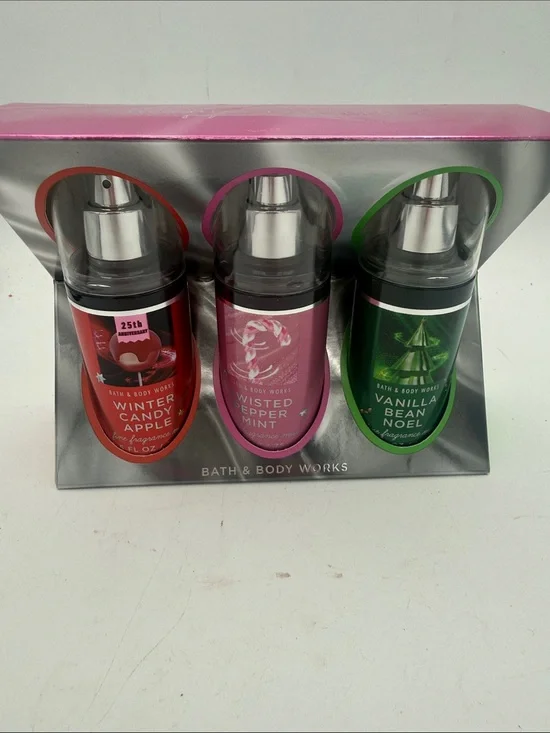 Bath & Body Works Holiday Fragrance Mist Trio Apple peppermint vanilla bean New