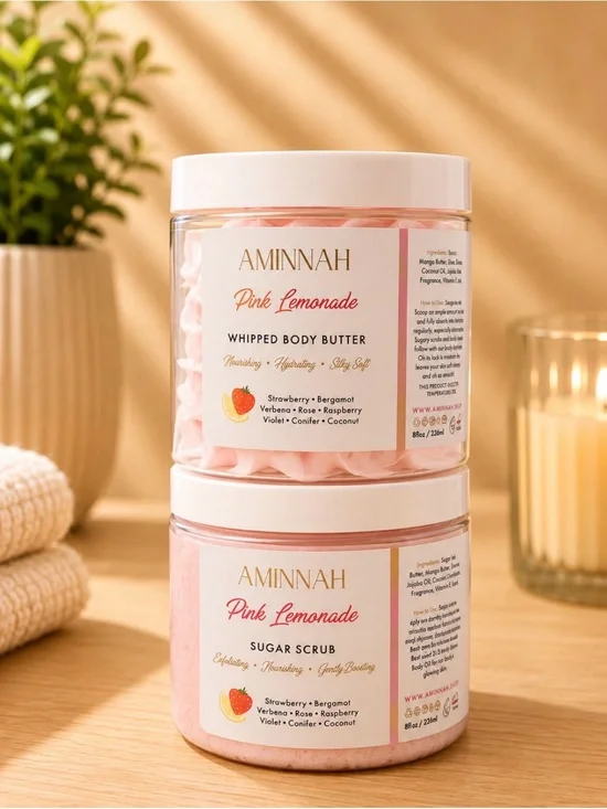 AMINNAH (NWT) Pink Lemonade Whipped Body Butter & Sugar Scrub