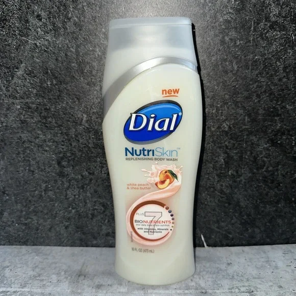Dial Nutriskin Body Wash white peach and shea butter 7 Bionutrients 16 Oz