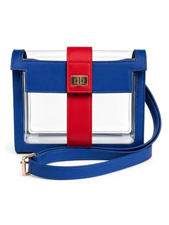 Clear Crossbody Bag for Women Stadium Approved Concert Festival PU Leather Trim