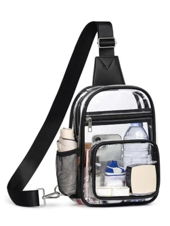 Clear Crossbody Purse Stadium Approved Sling Backpack PVC Waterproof Adjustable