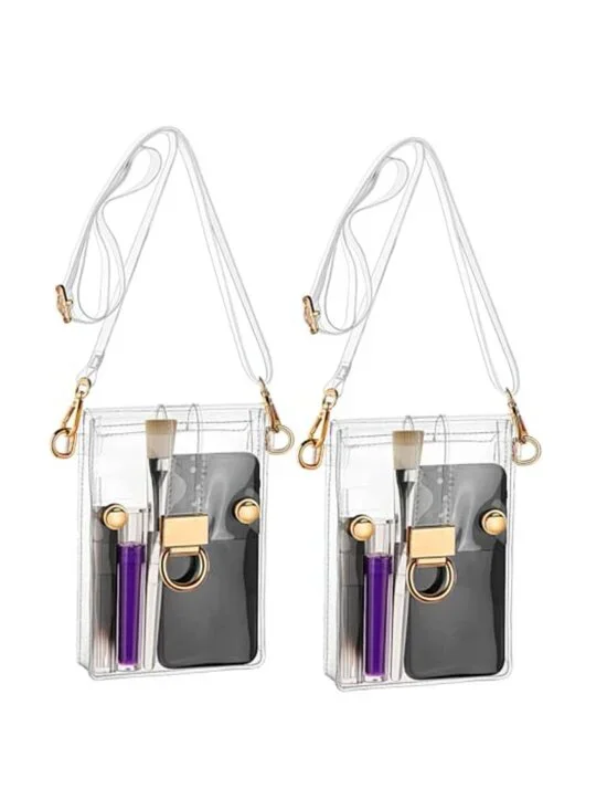 2 Pack Clear Crossbody Bag Stadium Approved PVC Transparent Purse Women