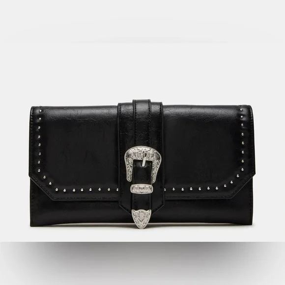 STEVE MADDEN Clutch Crossbody Bag Women's‎  Black Leather