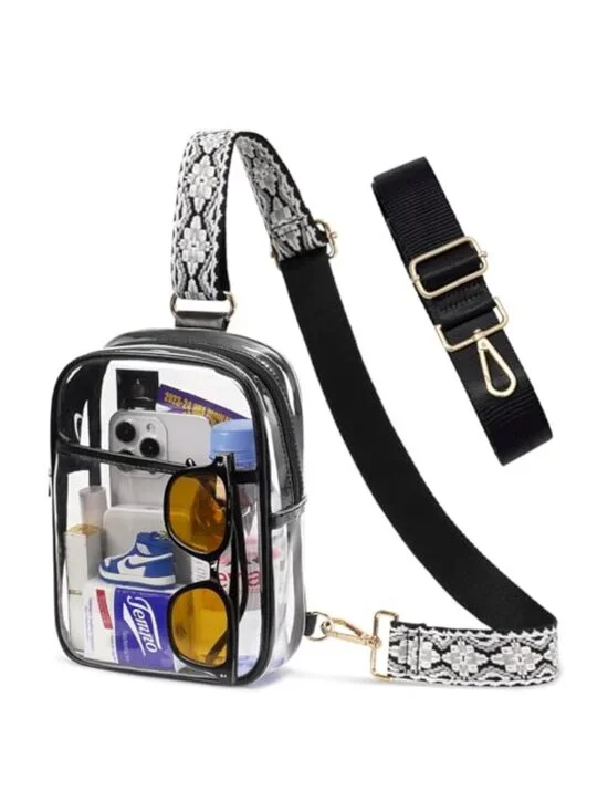 Clear Crossbody Sling Purse for Stadium Events with 2 Straps
