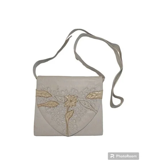 Women's purse andrea pfister Vintage Crossbody bag white Flower
