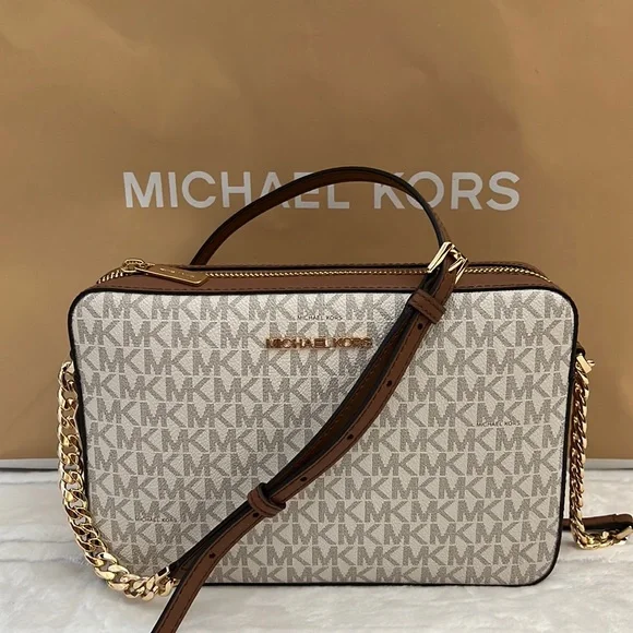 Michael Kors Jet Set Large Printed Logo Crossbody Messenger Bag