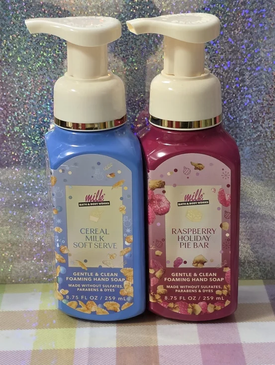 Bath Body Works Milk Bar Raspberry Holiday Pie Bar & Cereal Milk Soft Serve Soap