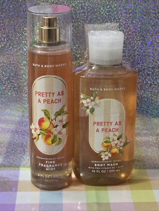 Bath & Body Works Pretty As A Peach Body Wash & Fragrance Mist Set NEW Rare