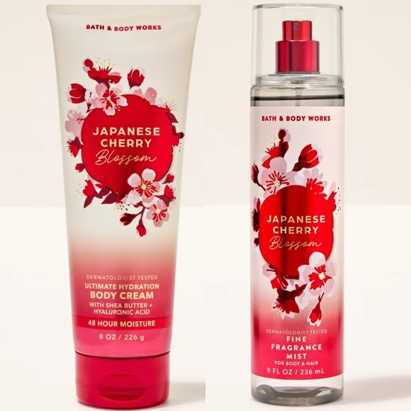 Bath & Body Works Japanese Cherry Blossom Body Cream and Fragrance Mist Set NEW