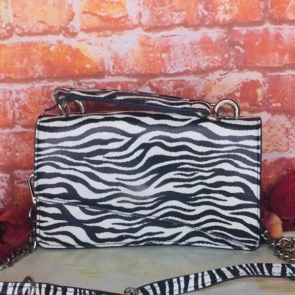 Black and White Zebra Print Convertible Crossbody Bag
