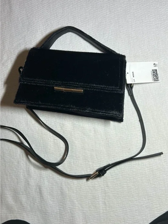 H&M Black Velvet Mini Crossbody with Top Handle