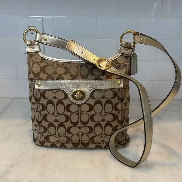 Coach Crossbody Purse Handbag Penelope Jacquard Signature Logo Hippie Bag