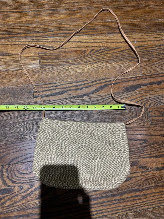 Neutral Woven Crossbody with Tan Leather Strap