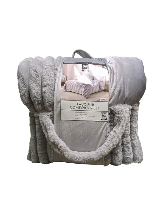 Member's Mark Faux Fur Down Alternative Comforter Set -Grey