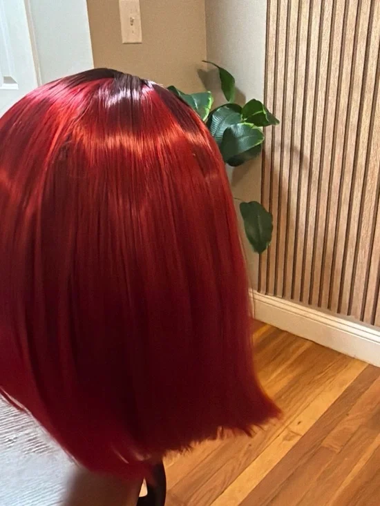 Burgundy Lace Front Wig with Natural Black Root - Sleek Straight Style