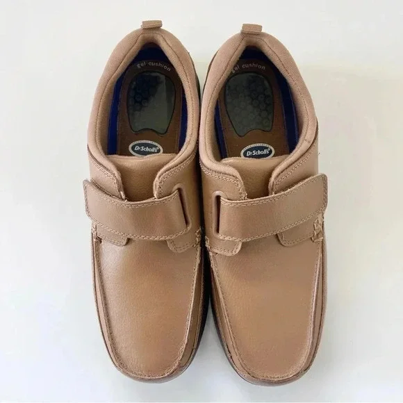 Dr Scholl's Comfort Walking Shoe EZ Strap Double Air-Pillo Insole Tan Mens 10.5D